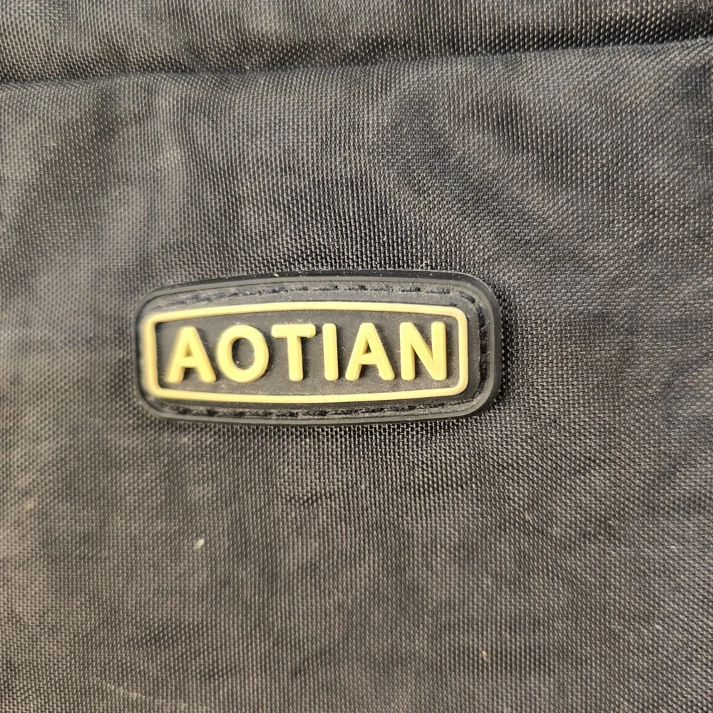 Aotian Black Nylon Mini Backpack Small Travel Bag Lightweight Multi-Pocket